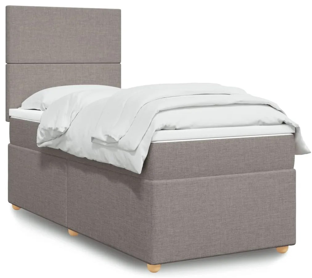 vidaXL Cama com molas/colchão 80x200 cm tecido castanho-acinzentado