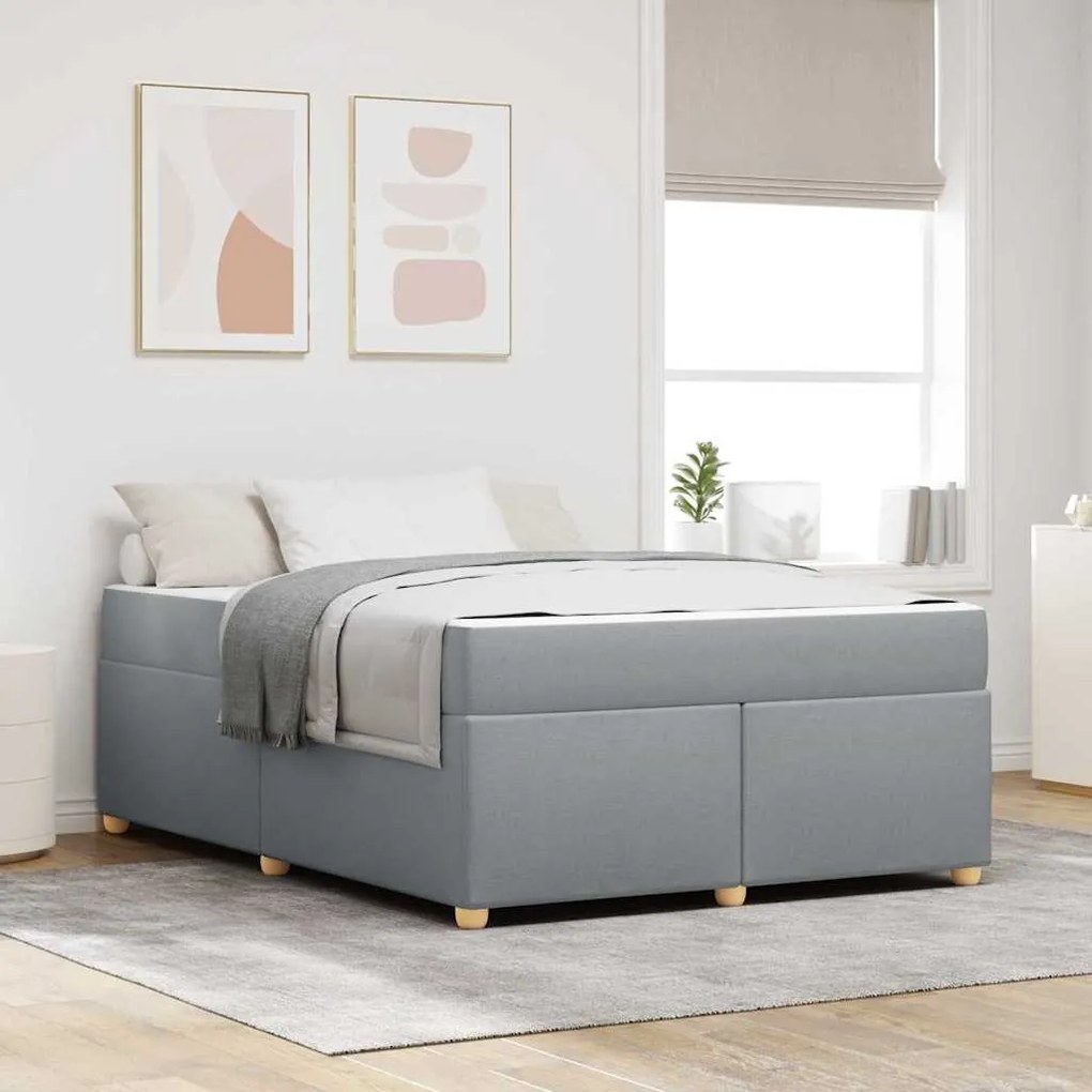vidaXL Estrutura de cama com colchão Cinzento-claro 140 x 200 cm