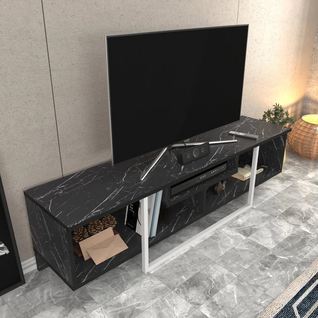 Móvel TV Asal – Preto/Branco – 150x35,2x40 cm