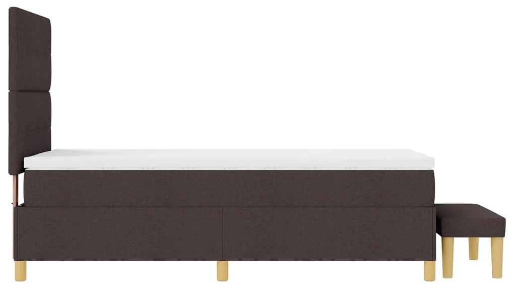 Cama Box Spring vidaXL com Colchão e Banco Marrom Escuro 90x200 cm Tec
