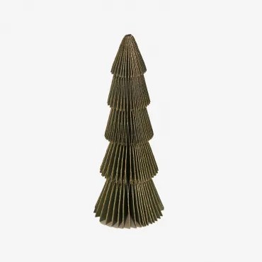 Árvore De Natal De Papel Jesper ↑15 Cm & Verde Pesto Com Borda Dourada - Sklum
