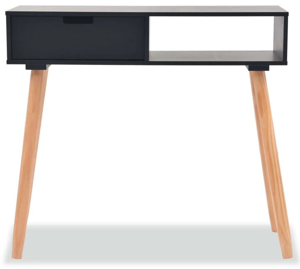 Mesa consola de pinho maciço 80x30x72 cm preto