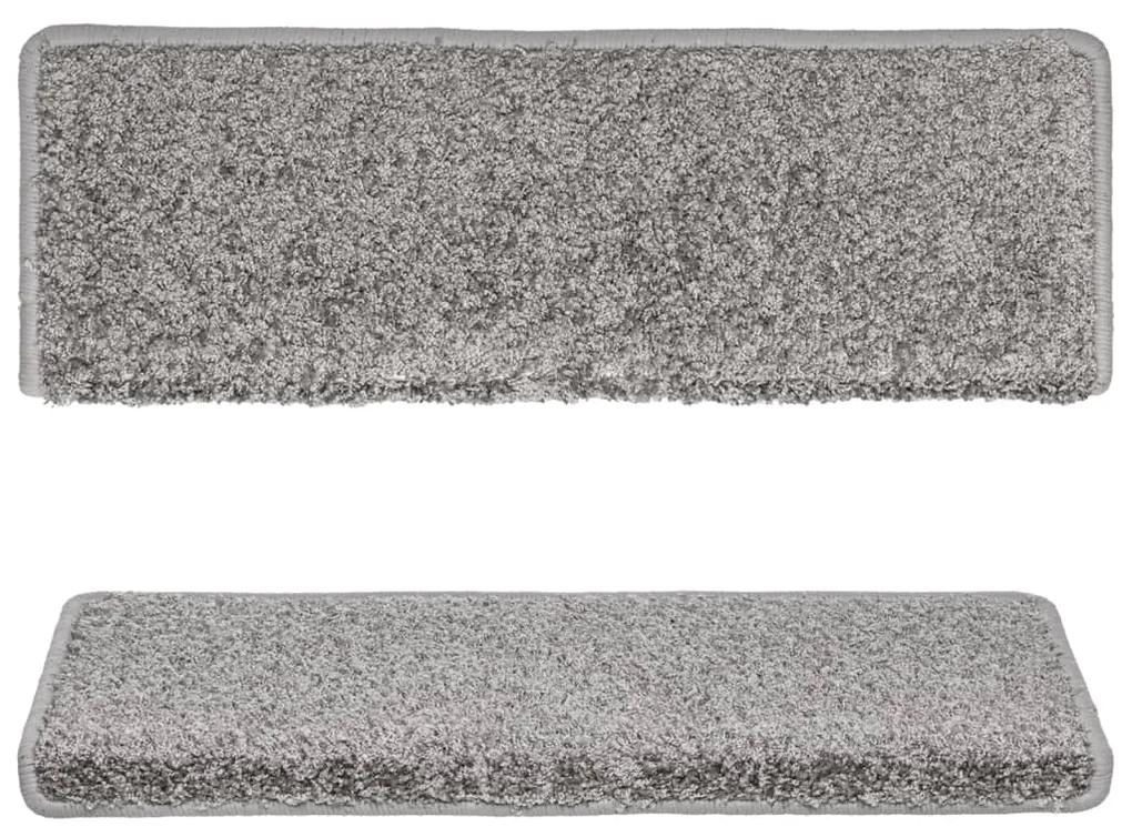 Tapete/carpete para degraus 15 pcs 65x21x4 cm cinzento