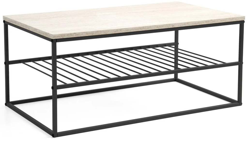 Mesa de Centro Asude – Travertine Black – 95x42x55 cm