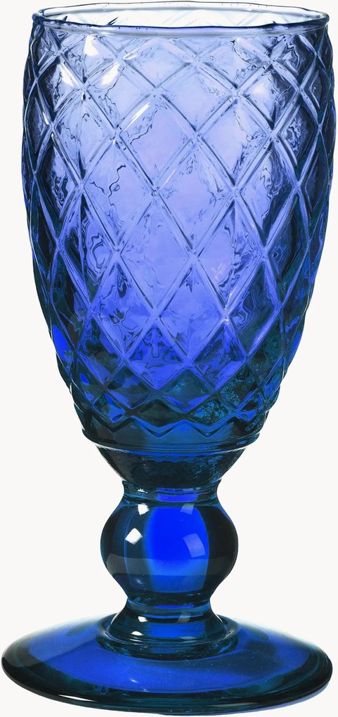 Copos de vinho branco artesanais em vidro soprado Diamond, conjunto de 6