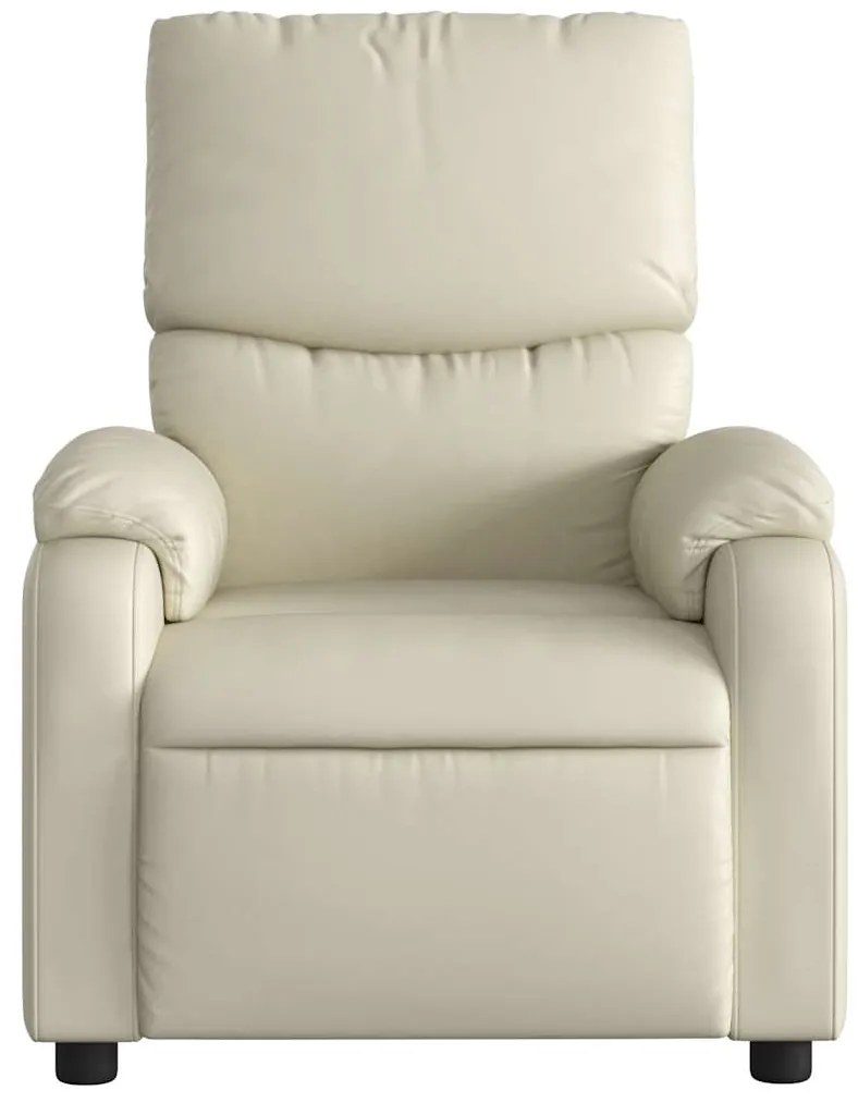 Poltrona massagens reclinável elétrica couro artificial creme