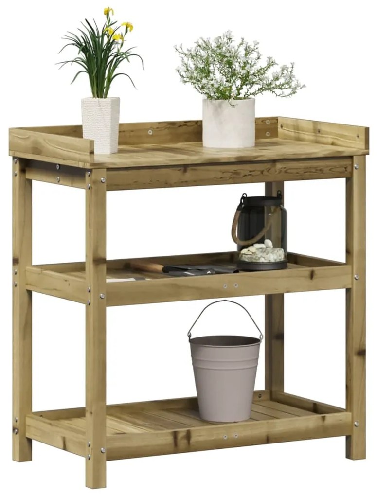 Mesa jardinagem c/ prateleiras 82,5x45x86,5 cm pinho impregnado