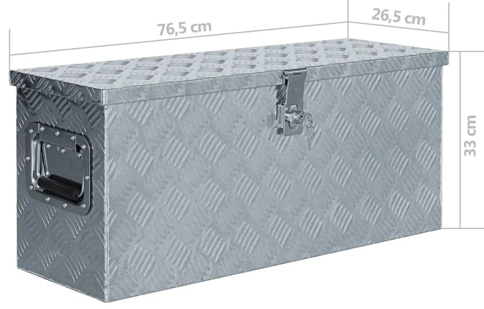 Caixa de alumínio 76,5x26,5x33 cm prateado