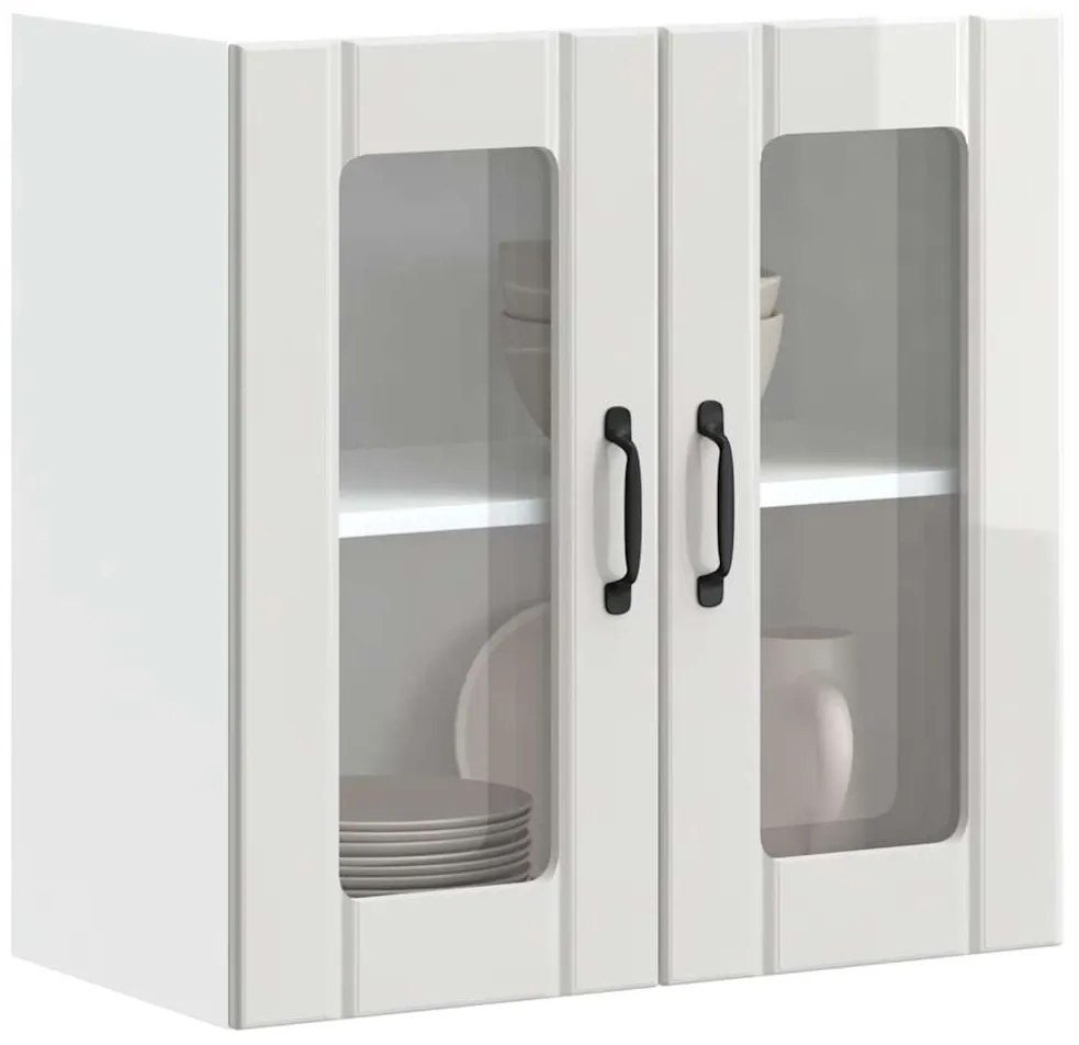 Armário parede de cozinha porta vidro Lucca branco brilhante