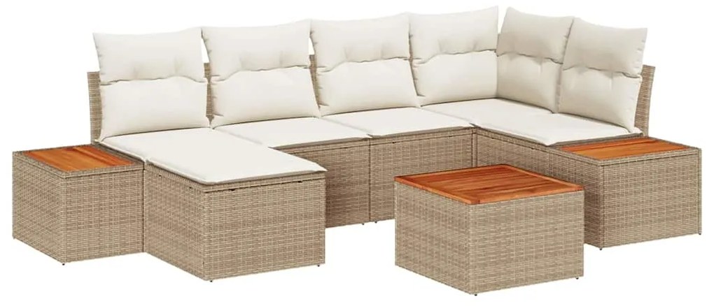 Conjunto de Sofá de Jardim - 7 Peças com Almofadas de Rattan Bege