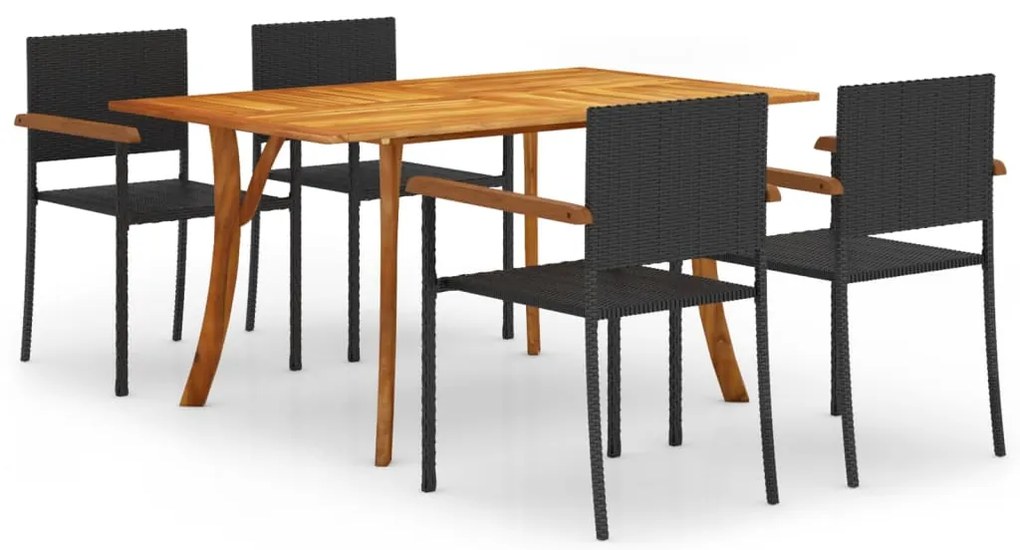 vidaXL 5 pcs conjunto de jantar para jardim preto