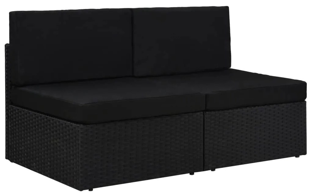 49503 vidaXL Sofá seccional de 2 lugares vime PE preto