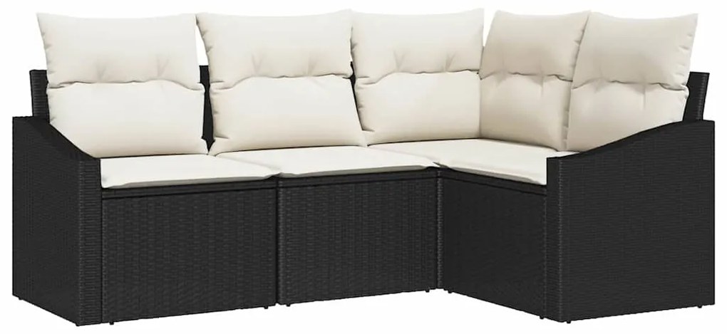 Conjunto de sofá de jardim de 4 peças com almofadas em Rattan poliéste