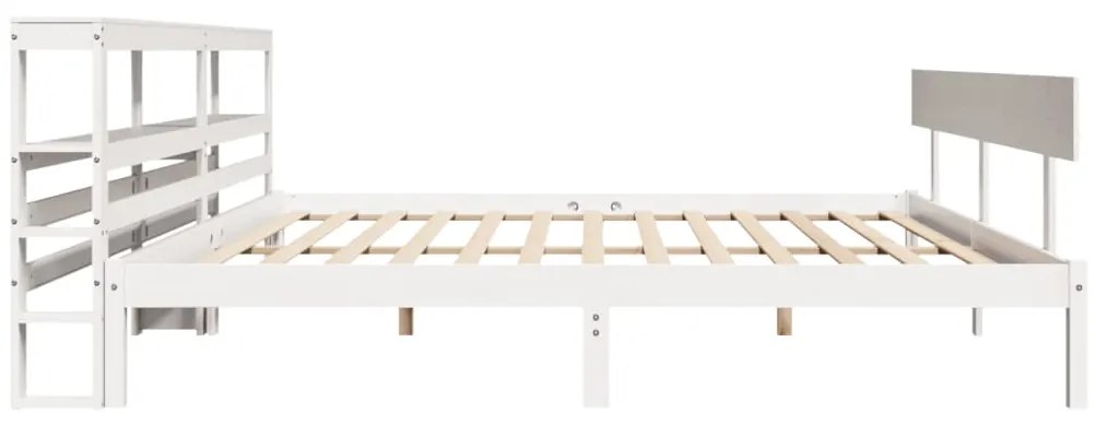 Cama sem colchão 200x200 cm madeira de pinho maciça branco