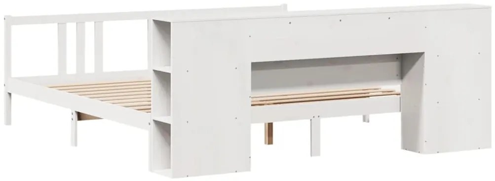 Cama com estante sem colchão 200x200 cm pinho maciço branco