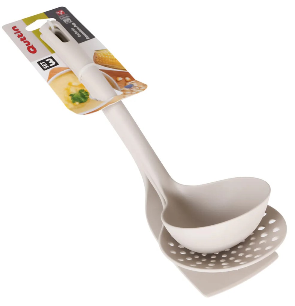 Conjunto 3 Utensílios Cozinha Nylon Branco