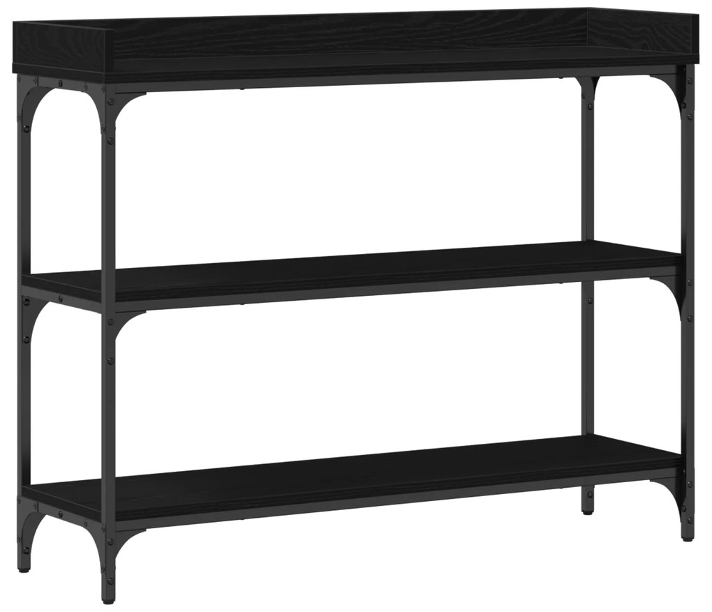 Console vidaXL Preto Carvalho 100x30x80 cm Madeira Engenharia e Aço