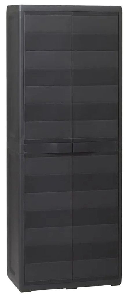 vidaXL Armário de arrumação para jardim com 3 prateleiras preto