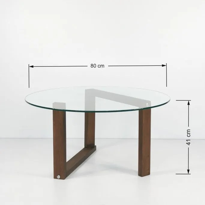 Mesa de Centro Yuvarlak Cam Orta Sehpa S300 – Nogueira – 80x41x80 cm