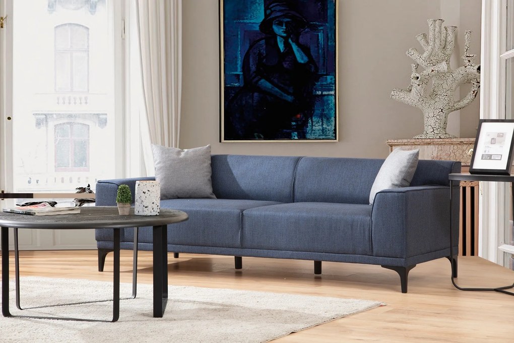 Sofá de 3 Lugares Petra – Azul – 215x87x86 cm