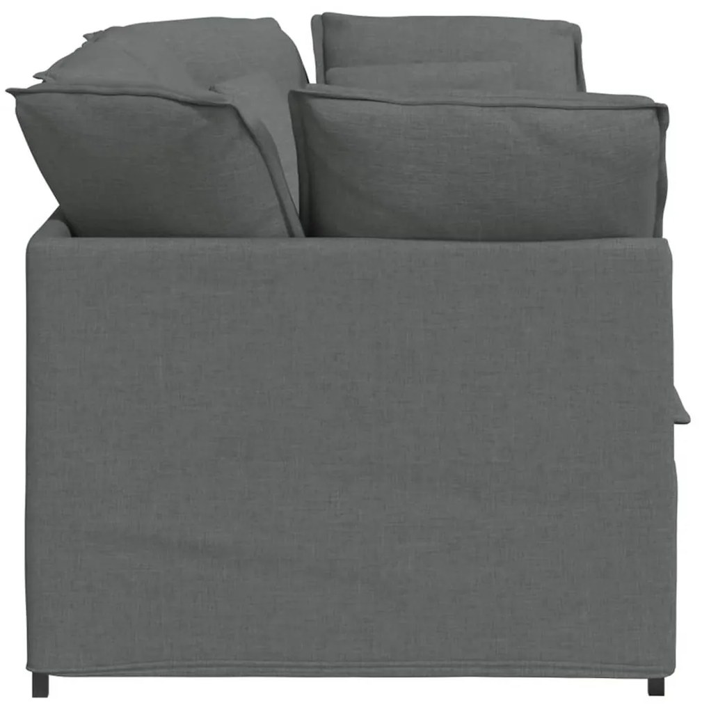 Sofá modular com almofadas tecido cinzento-escuro