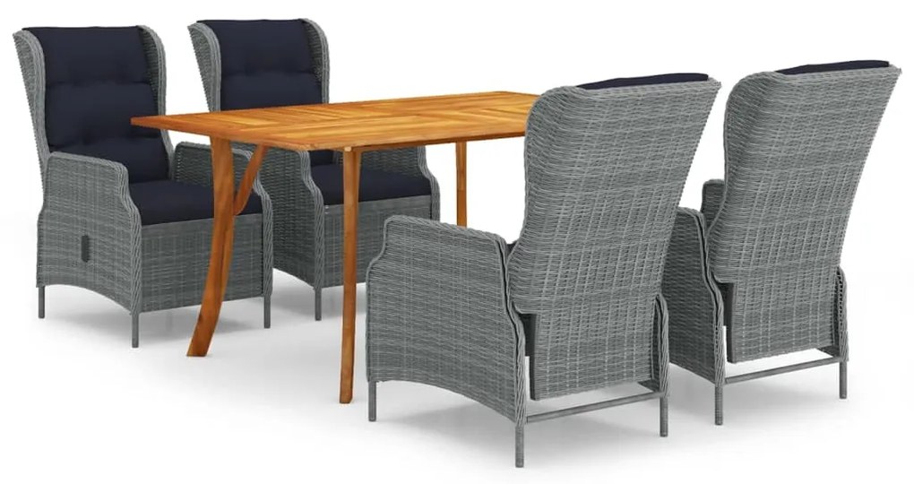 vidaXL 5 pcs conjunto de jantar para jardim cinzento-claro