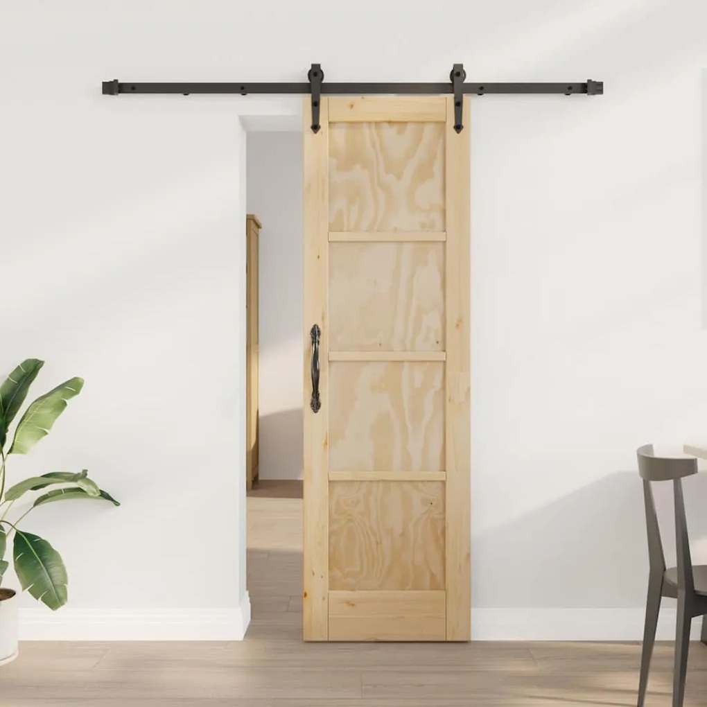 vidaXL Porta Deslizante Manual Natural e preto 61 x 198,5 cm