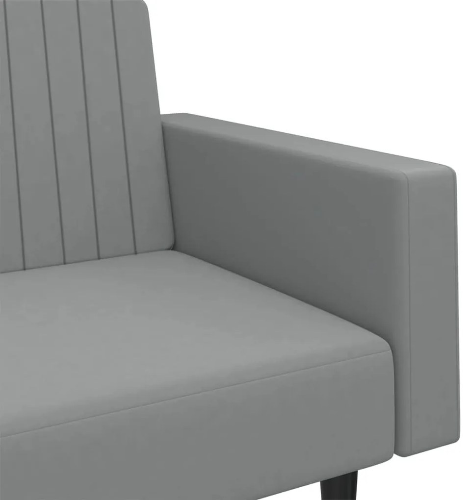 Sofá-cama de 2 lugares veludo cinzento-claro