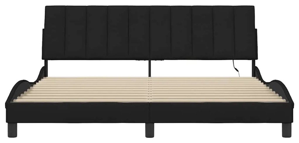 Estrutura de cama sem colchão 180x200 cm tecido preto