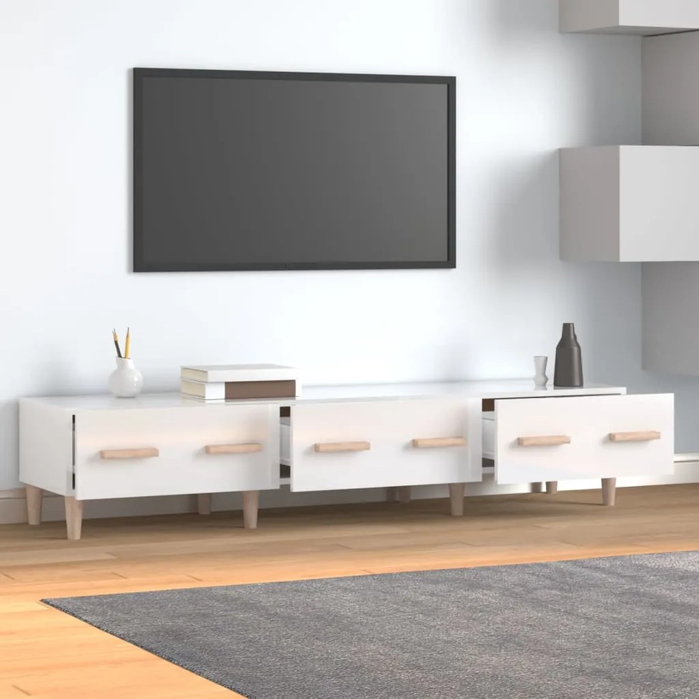 vidaXL Móvel para TV 150x34,5x30cm madeira processada branco brilhante