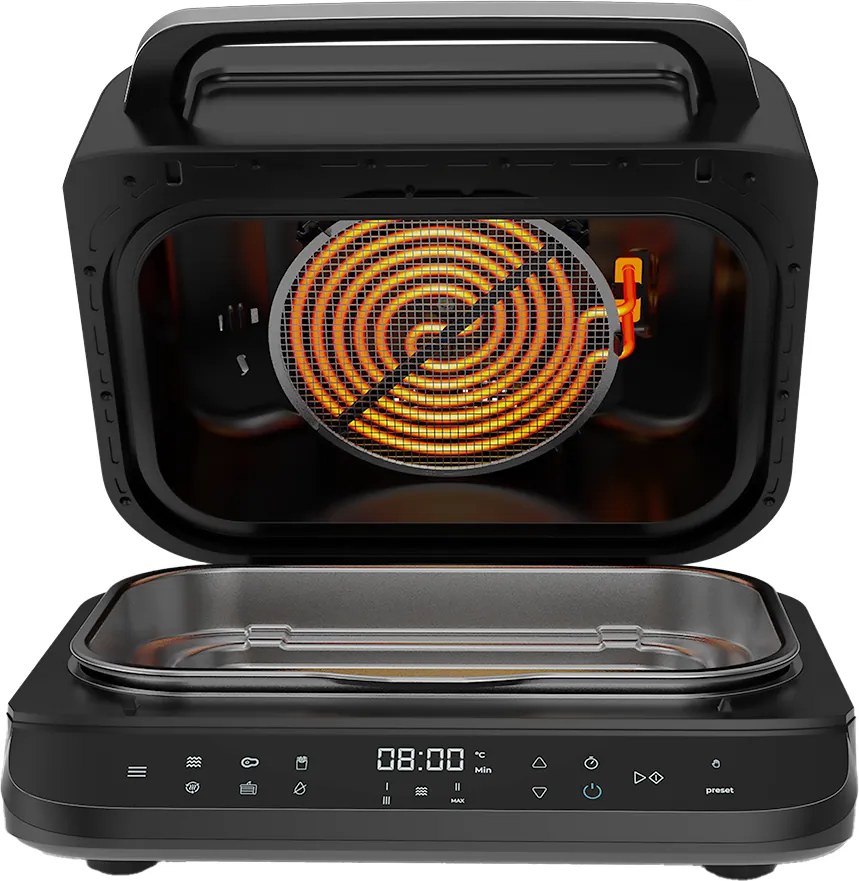 Fritadeira de ar quente com 2400 W Cecofry FireDome 6000 , 6 modos de cozedura e 4 níveis de grill