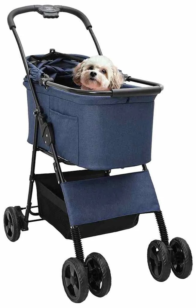 Carrinho de Pet Dobrável Azul 81 x 47 x 99 cm Tecido Oxford
