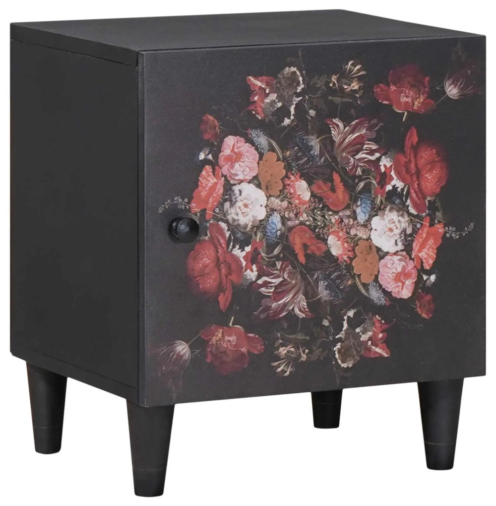 vidaXL Mesa de cabeceira com porta Preto 40 x 33 x 46 cm