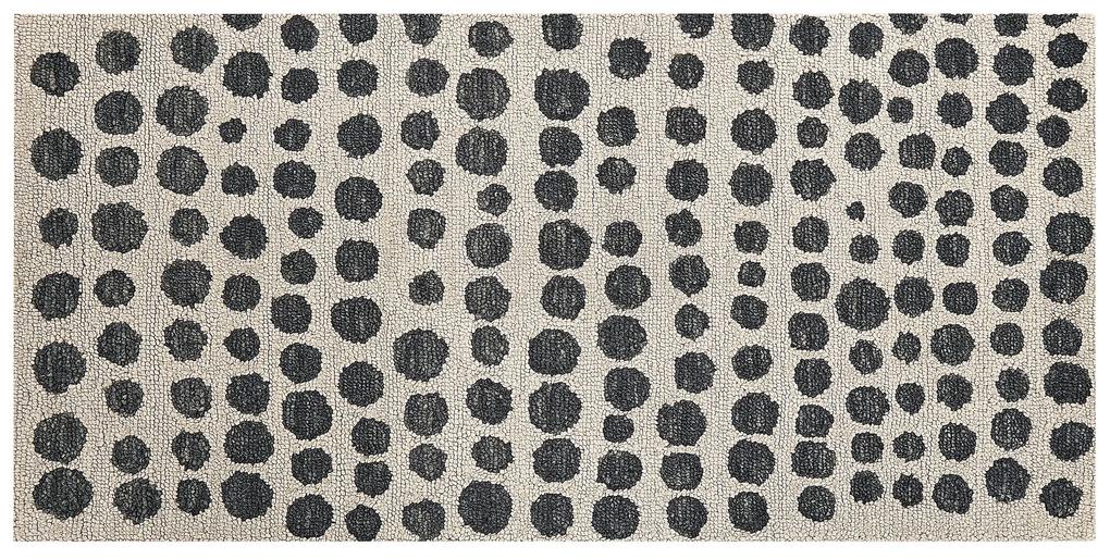 Tapete de lã creme e preto 80 x 150 cm HAVRAN Beliani