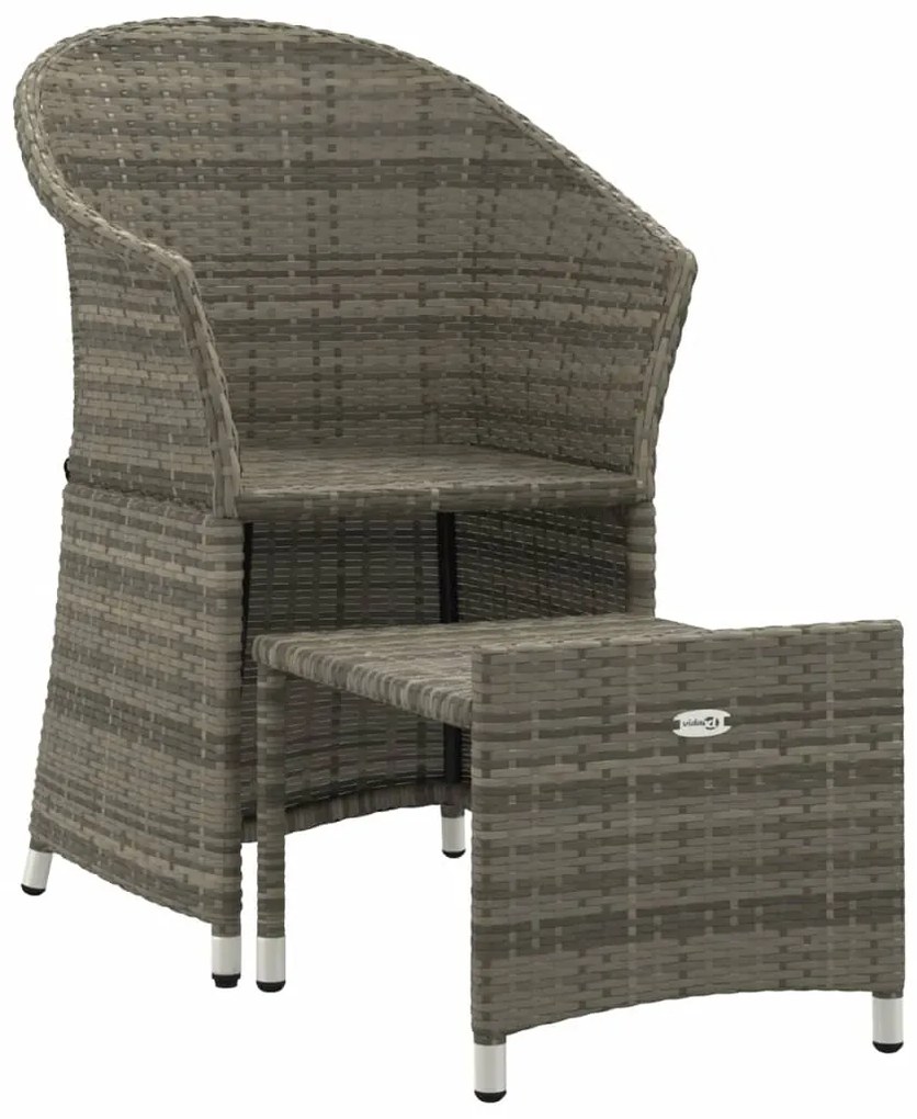 2 pcs conjunto lounge de jardim c/ almofadões vime PE cinzento