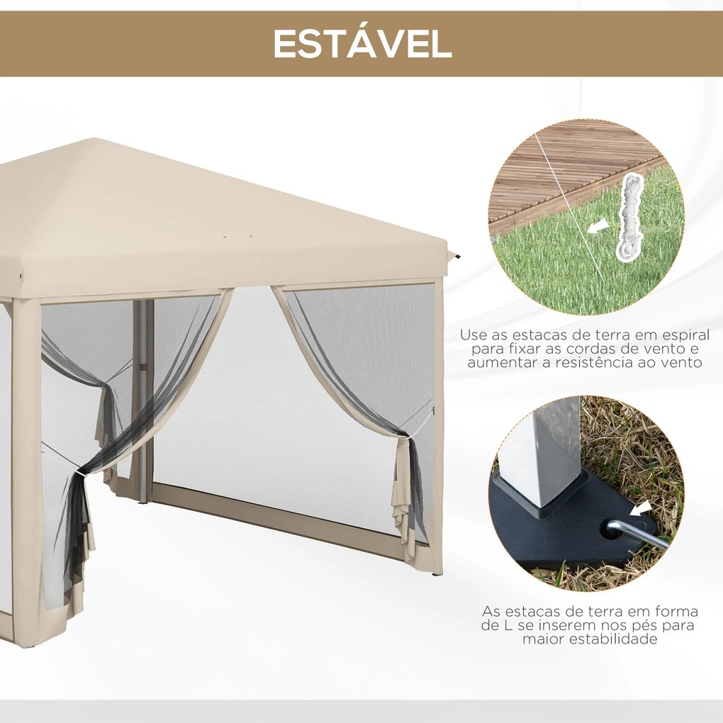 Tenda Dobrável 3x3 para Exterior Tenda Portátil de Jardim com Mosquite