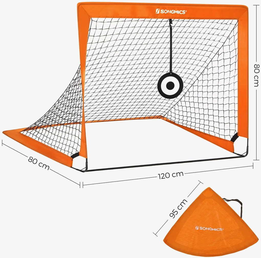 Conjunto de 2 balizas de futebol com acessórios de treino 120 x 91 x 91 cm para crianças laranja
