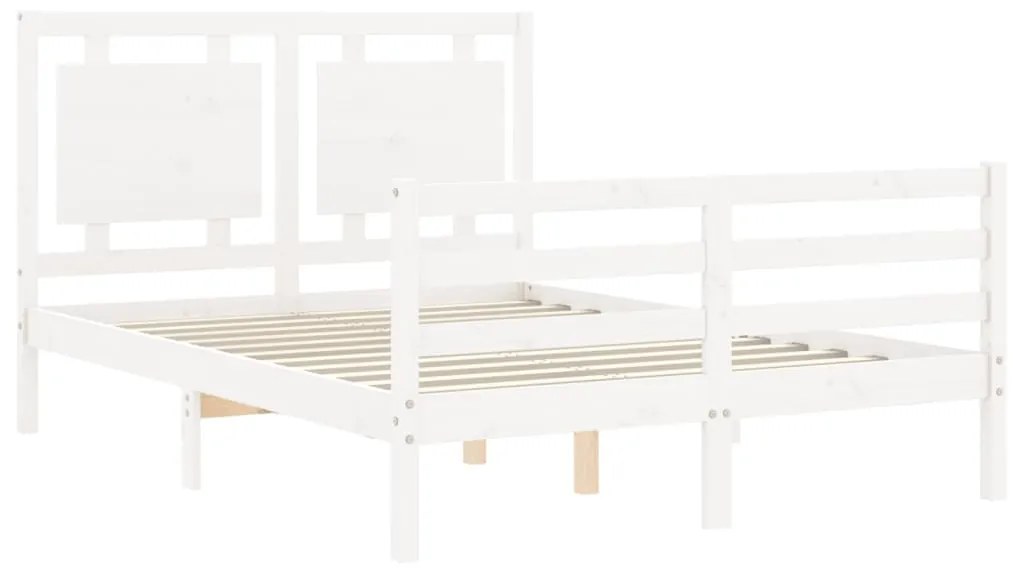 Estrutura de cama com cabeceira 120x200cm madeira maciça branco