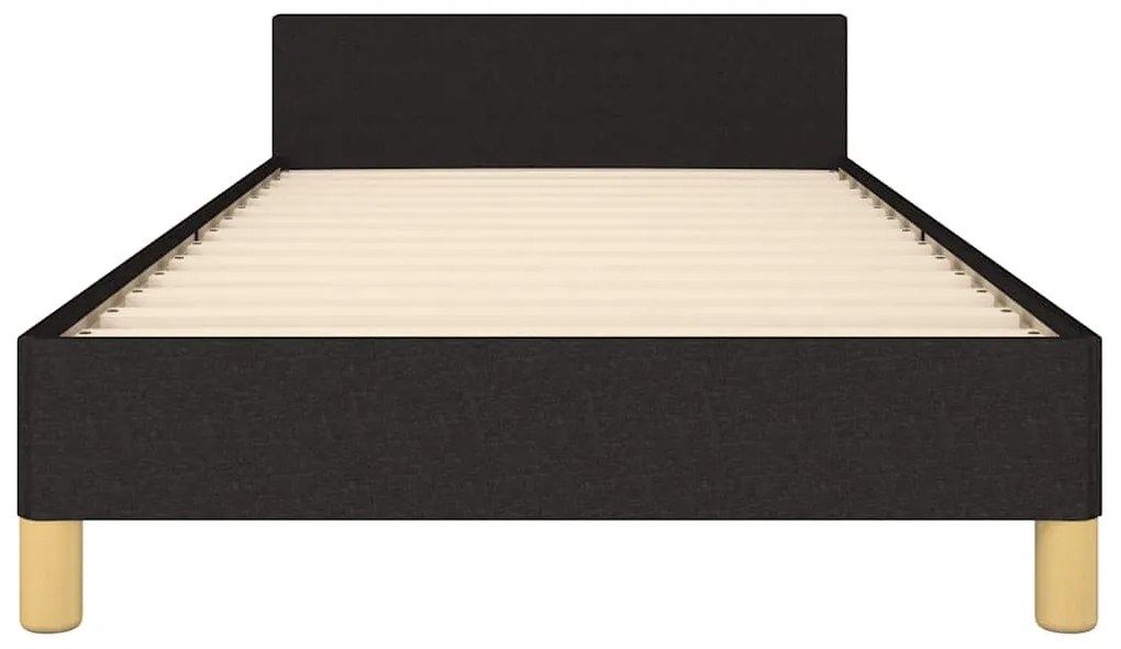Estrutura cama c/ cabeceira sem colchão tecido 90x200 cm preto