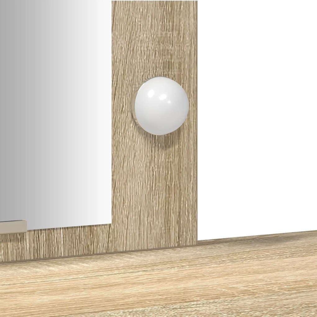 Mesa de Maquiagem com Luzes LED em Carvalho Sonoma, 102x33x135 cm