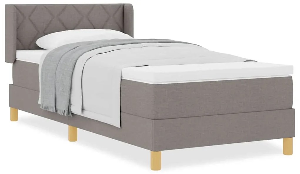 Cama Box Spring com Colchão Taupe, 90 x 200 cm, Tecido
