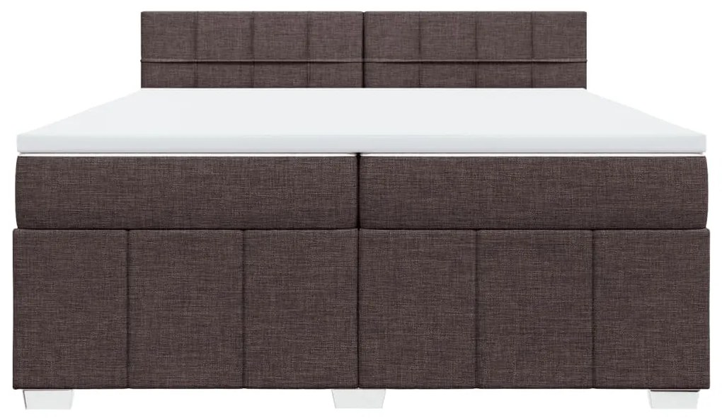 Cama com molas/colchão 200x200 cm tecido castanho-escuro