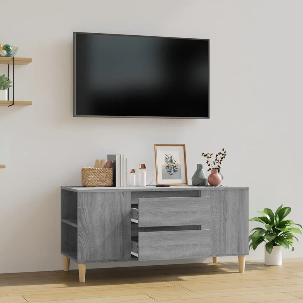 Móvel para TV 102x44,5x50 cm derivados madeira cinzento sonoma