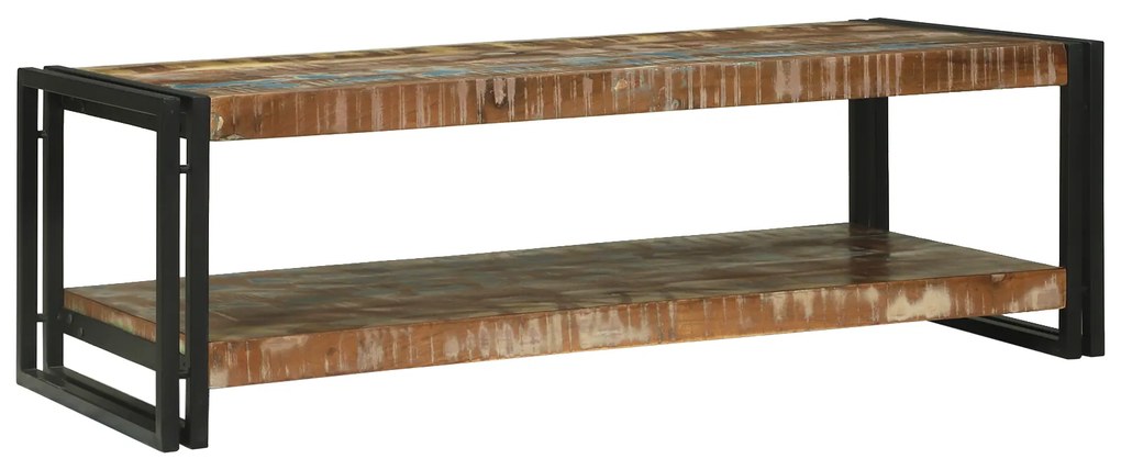 vidaXL Mesa de Café Multicolor 120x50x38 cm Madeira Sólida Recuperada