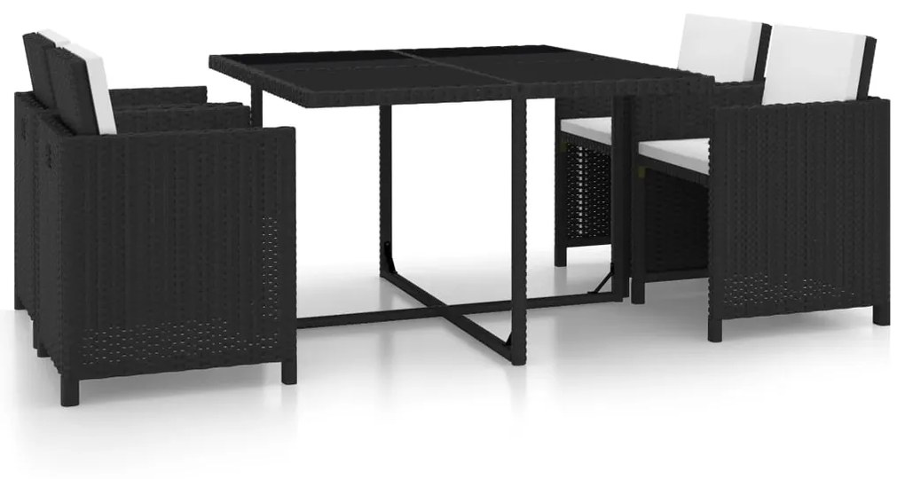 vidaXL Conjunto de jantar para jardim 13 pcs vime PE preto
