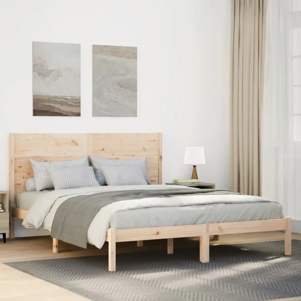 vidaXL Cama extra longa sem colchão 160x220 cm madeira maciça