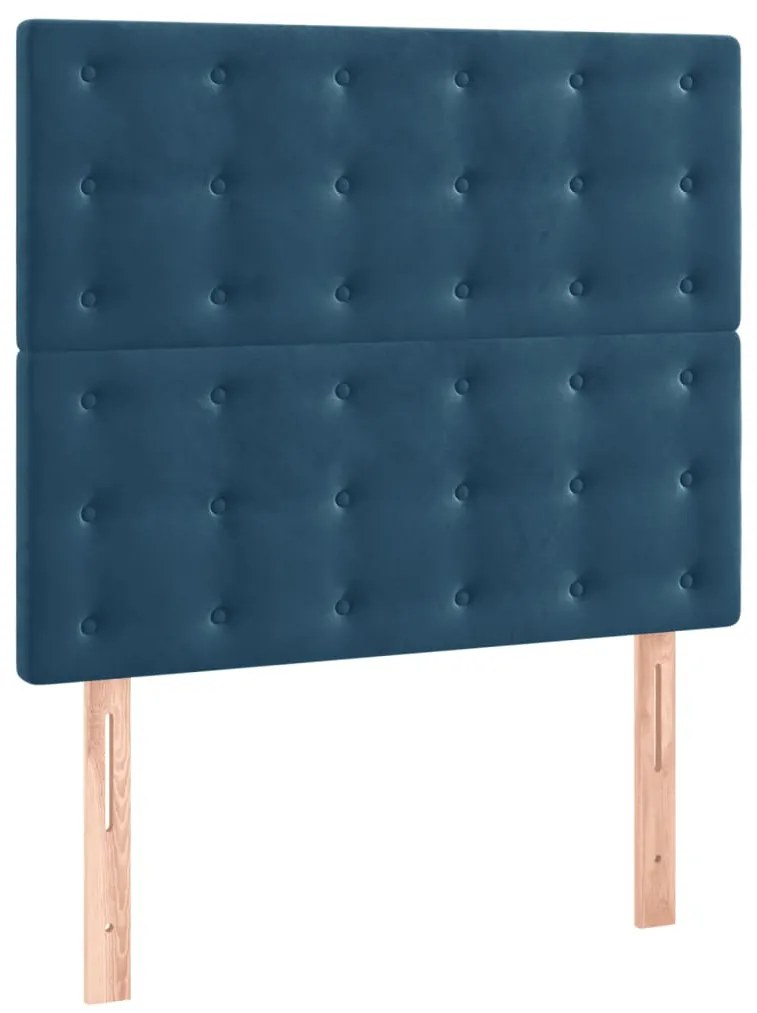 Cama com molas/colchão 100x200 cm veludo azul-escuro