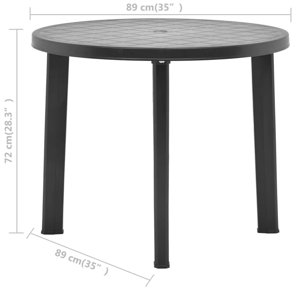 Mesa de jardim 89 cm plástico antracite