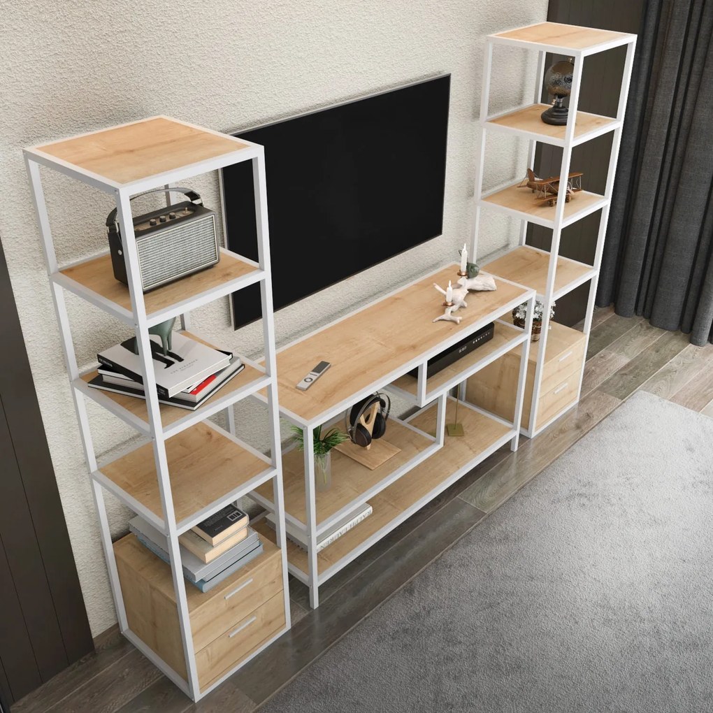 Unidade de TV Robbins – Branco Carvalho – 198 cm x 39 cm x 160 cm