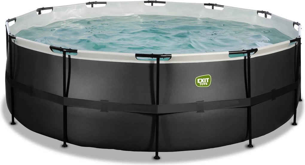 Piscina redonda Black Leather ø427x122cm com bomba de filtragem - preta